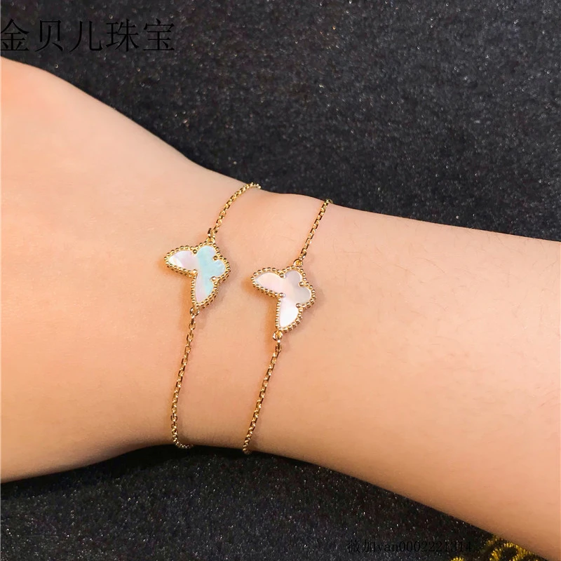 Top Quality Silver Gold Plated Cute Shell Butterfly Charms Chain Bracelet For Women Popular Brand Jewelry