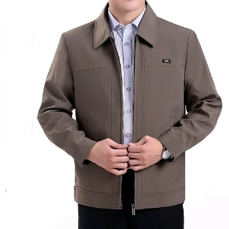 Classic Men's Clothing Spring Autumn Business Shirt Jacket Turn Down Collar Coat Fashion Cotton Jackets  5XL Y830