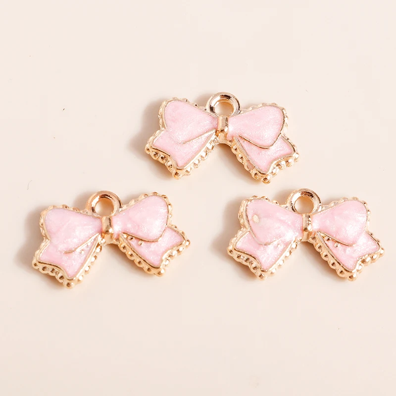 10 stücke 10*16mm Nette Emaille Bowknot Charms für Schmuck Machen Kawaii Bowtie Charms Ohrring Halskette Anhänger Diy machen Zubehör – Detail 3