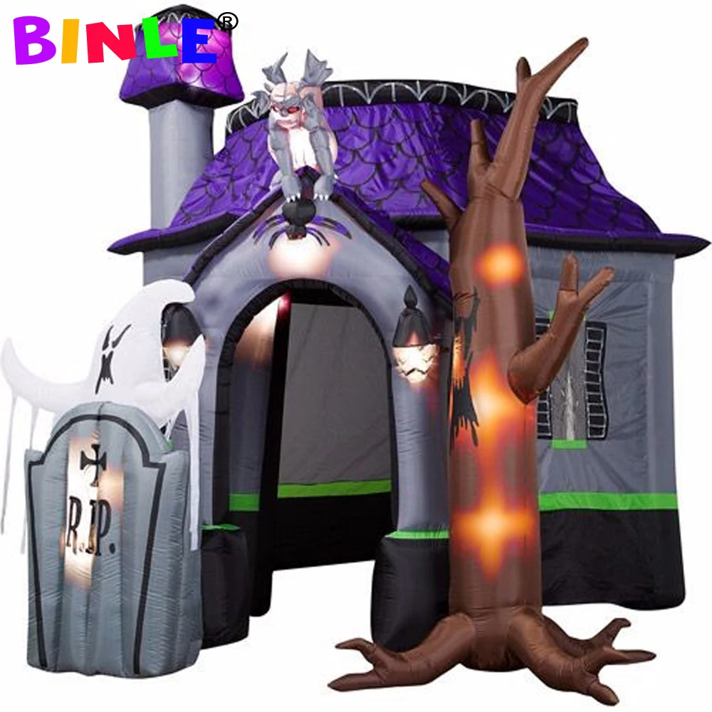 10ft customized new style halloween inflatable haunted house with led lights for decoration