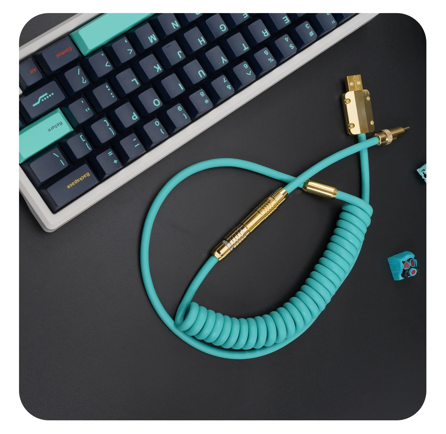 

GeekCable manual DIY customized mechanical keyboard data cable super elastic series gold hardware Tiffany