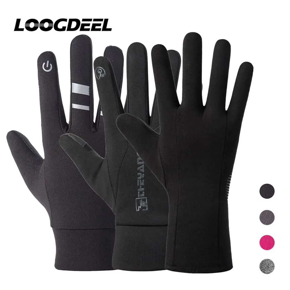 LOOGDEEL Running Gloves Winter Full Finger Comfortable Soft Warm Anti-slip Wear-sisting Gloves Men Women Sports Jogging Gloves