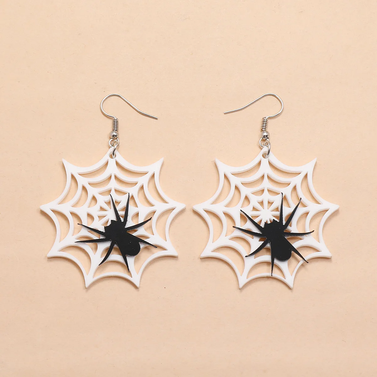 NUNCAD Halloween Fun Prank Earrings Acrylic Cobweb Big Spider Earrings Men and Women Jewelry Good Quality