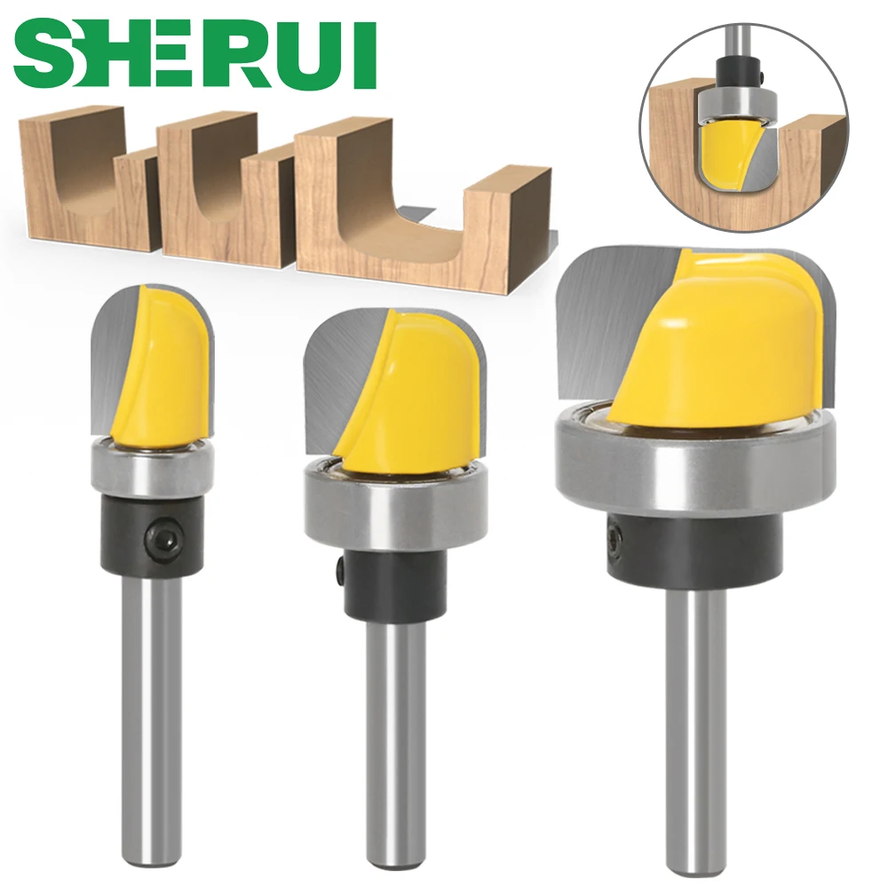 

3PCS 6mm 1/4in Shank 1/2" 3/4" 1-1/8" Diameter Bowl & Tray Template Router Bit Wood Cutting Tool woodworking router bits