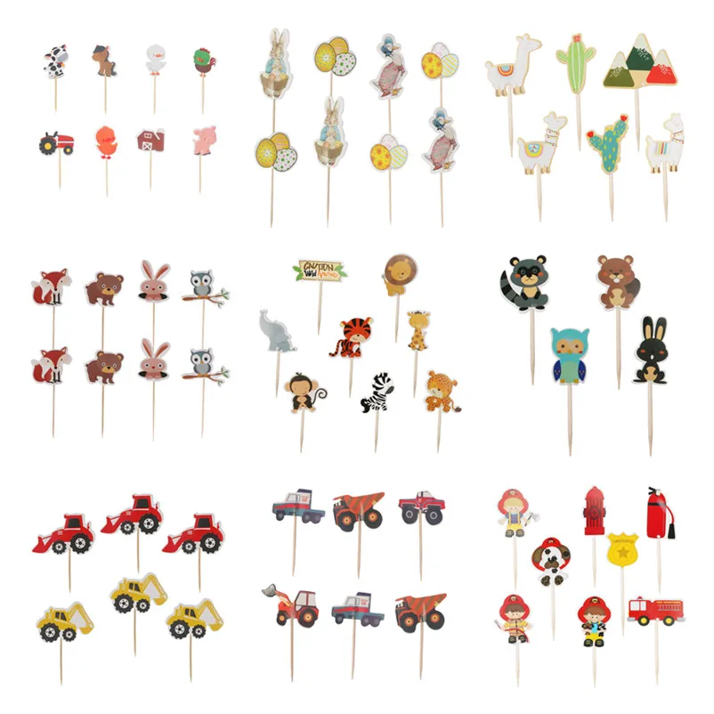 

Jungle Safari Cupcake Picks Animal Cake Toppers Cartoon Cupcake Inserts Card Party Gifts for Kids Birthday Wedding Decor