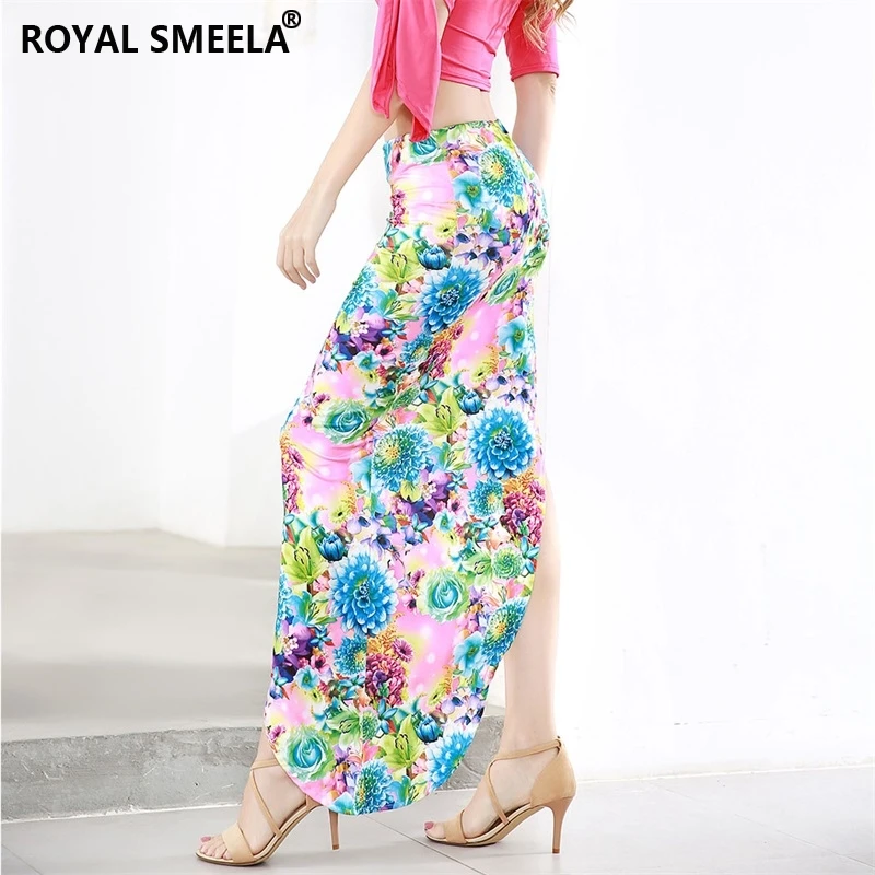 Boho Seksi Rok Celah Musim Panas Rok Pantai Liburan Gaun Motif Bunga Rok Bohemia Kostum Pantai Mode Wanita