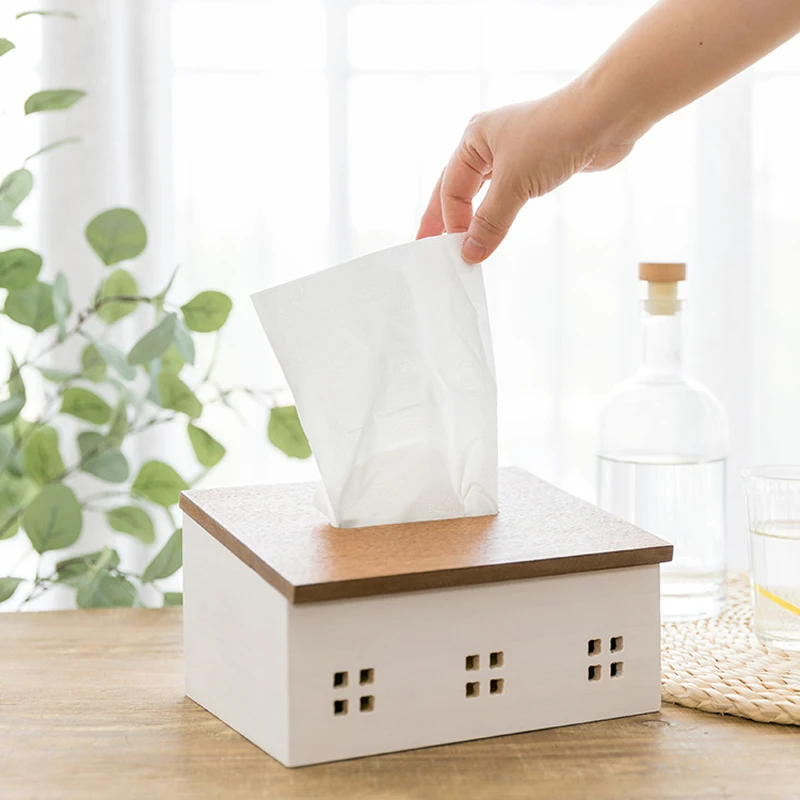 Wood Tissue Box Tissue Holder Tissues Paper Napkin Container Nordic Wooden Kitchen Organization Home Dining Room Accessories
