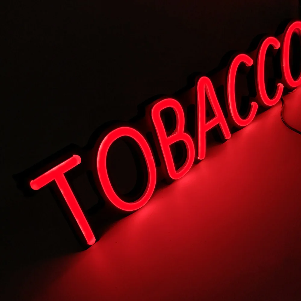 DECO 22'' x 5'' Led Neon TOBACCO Sign Steady On With 12v Adapter For Coffee Bar Dress Shop Display Super Brightly Lights Indoor