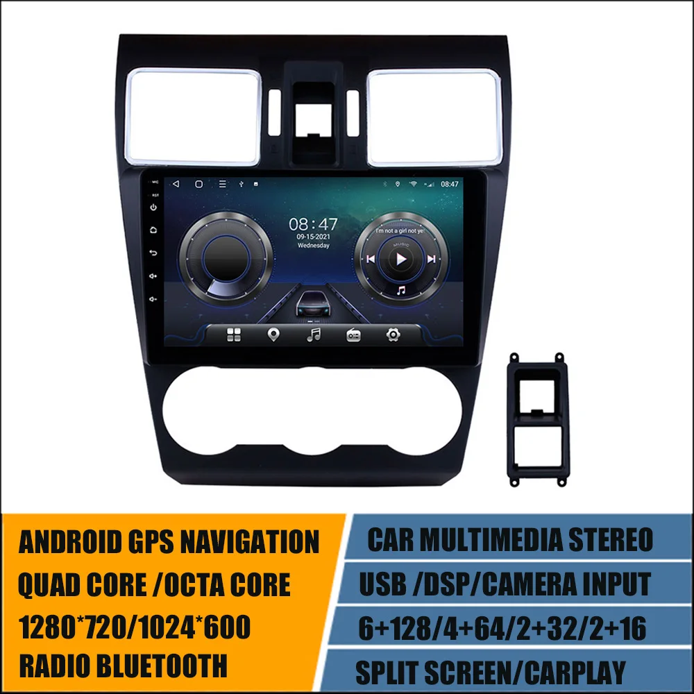 Android 11 Stereo Navigation 9'' GPS Player DSP Carplay for SUBARU WRX/FORESTER 2015-2017 Auto Radio Sat Navi Multimedia 6+128GB