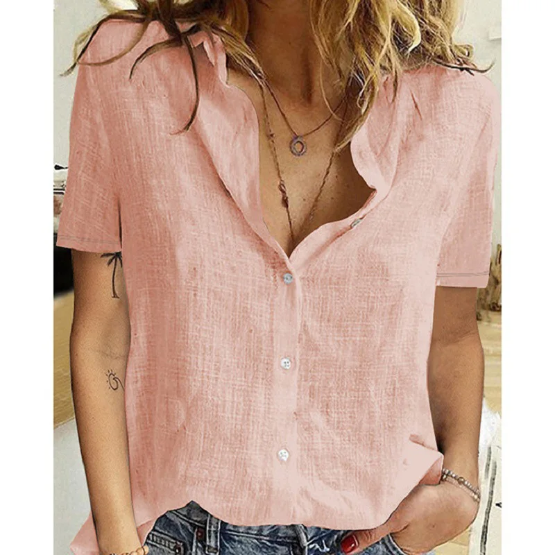 Casual Summer Short Sleeve Birds Print Loose Shirts Women Elegant Retro Cotton and Linen Blouses and Tops Oversized  Tunic