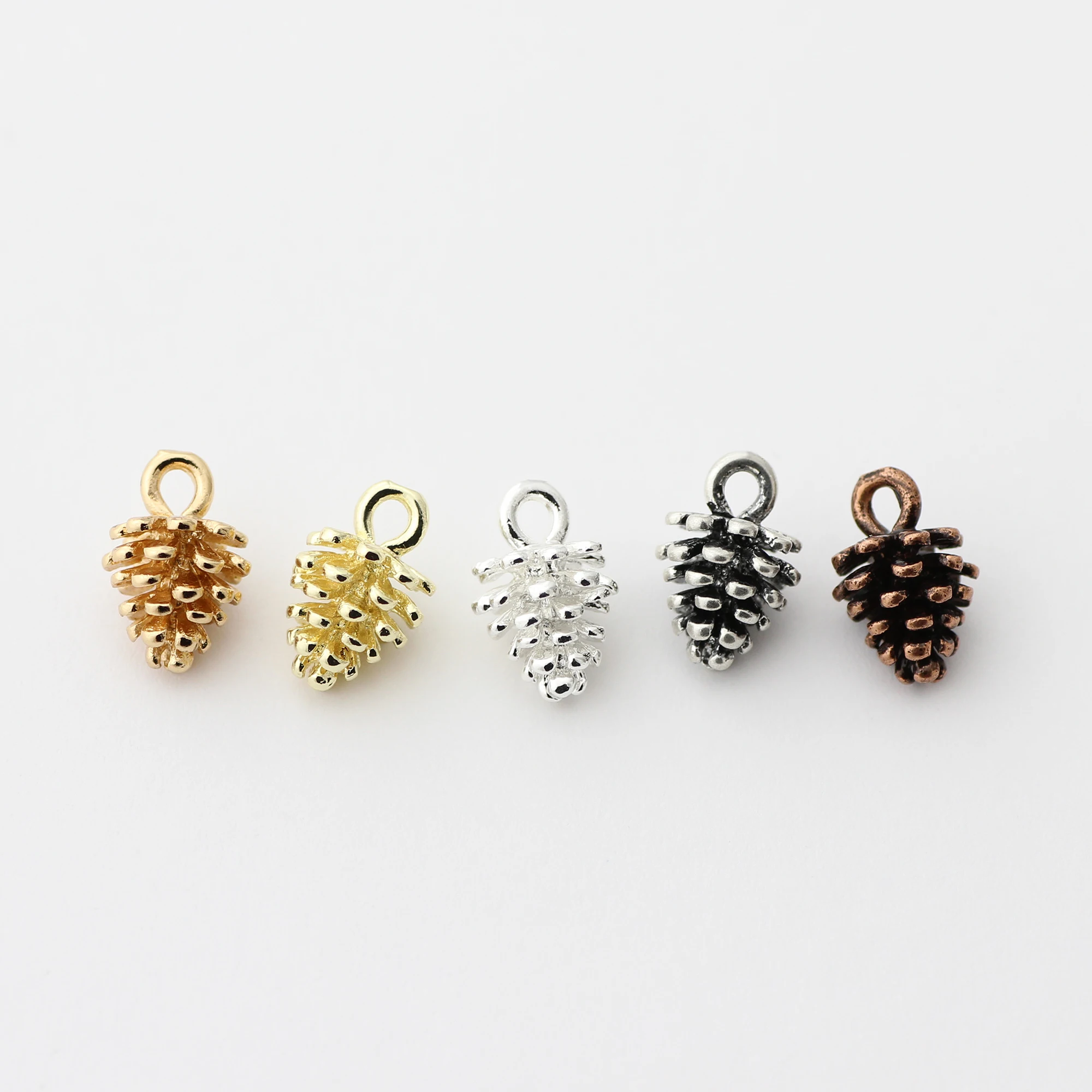 5pcs 12*8mm  K Gold Color Plated Brass,1 Holes Pine cones Diy Jewelry Pendant Charms Earring Necklace Product Accessories