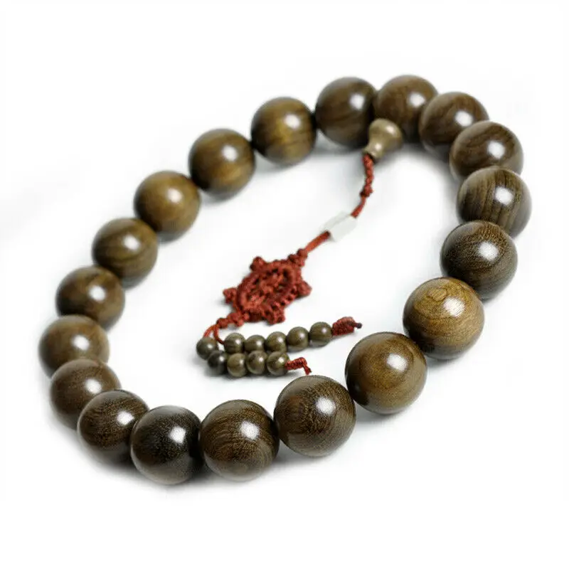 

Old Silk Nanmu Wood Tibetan Buddhism 18+1 Prayer Beads MALA (Car Adornment)