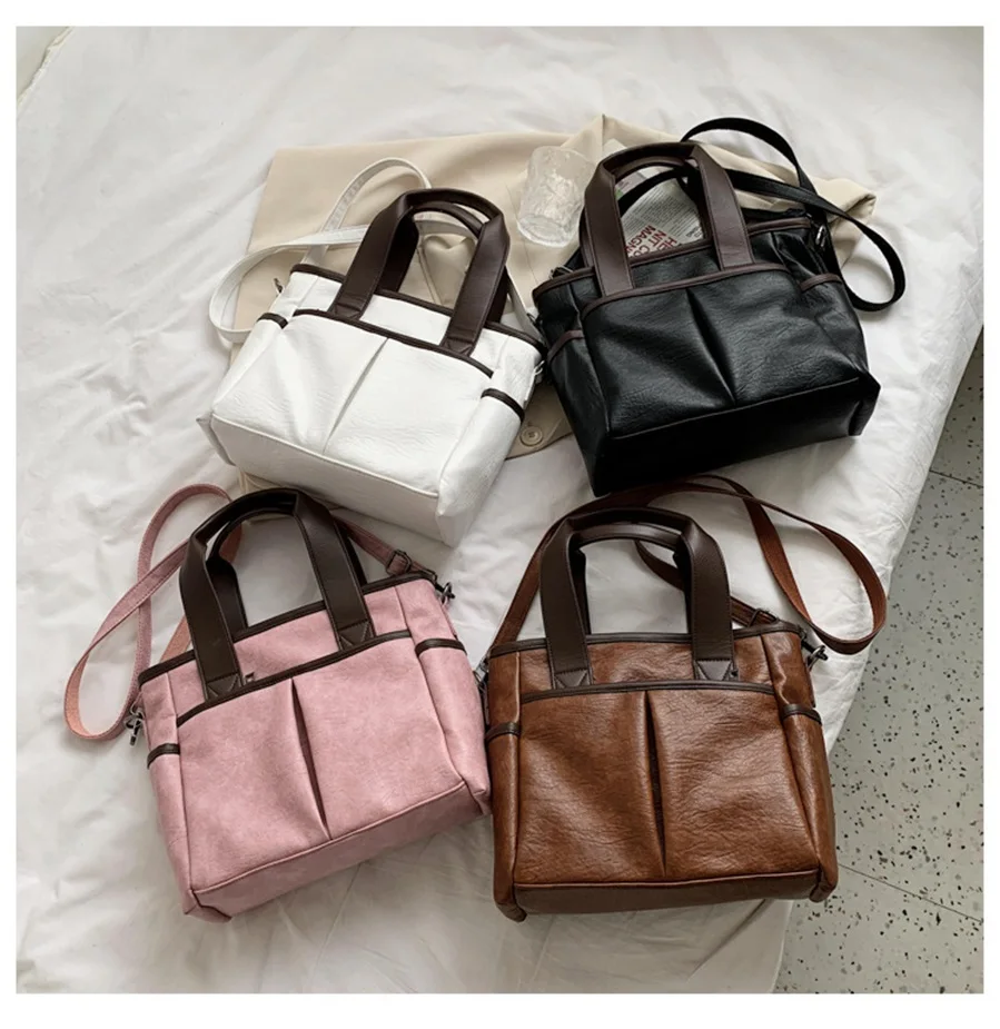 Couro do plutônio panelled retro bolsas femininas moda grande capacidade bolsa de ombro luxo ajustável sacos crossbody bolsa do vintage tote