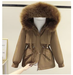 Chaqueta acolchada de algodón para mujer, Parka con capucha, abrigo holgado y cálido, 2XL talla grande, Invierno