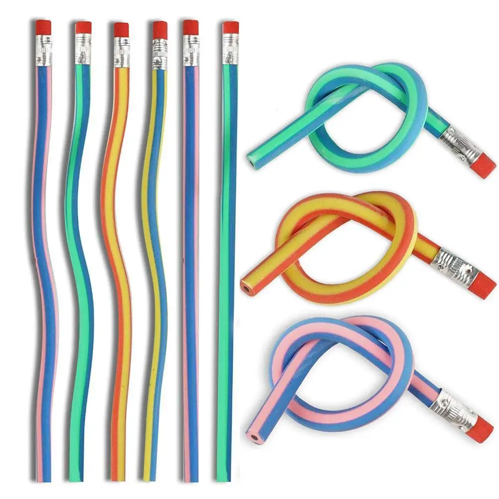 5pcs Soft Flexible Bendy Pencils Band Kids Children School Fun Bend Soft Pencil Student Stationery Pencil Random Color