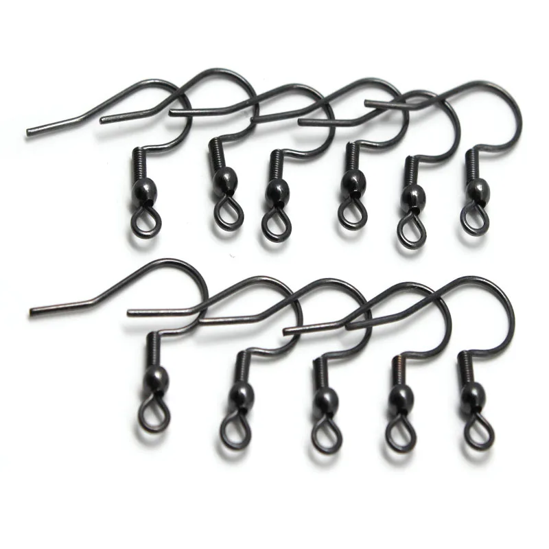 30Pcs Stainless Steel Black Plated Earring Hooks Hypo Allergenic Earwire Clasp For DIY Earrings Jewelry Making Accessories