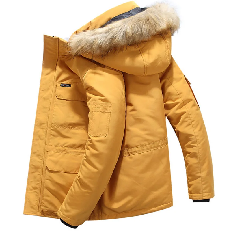 Parka de marque pour hommes, veste d'hiver décontractée chaude et épaisse avec capuche et col en fourrure, manteaux bouffants, coupe-vent, pardessus grande taille 6XL