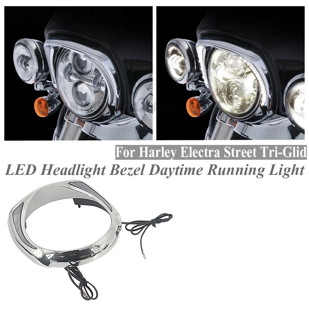 Motorcycle LED Headlight Bezel Visor Trim Ring Black For Harley Electra Glide Street Glide Tri Glide FLHX FLHXS FLHTK 14-Up