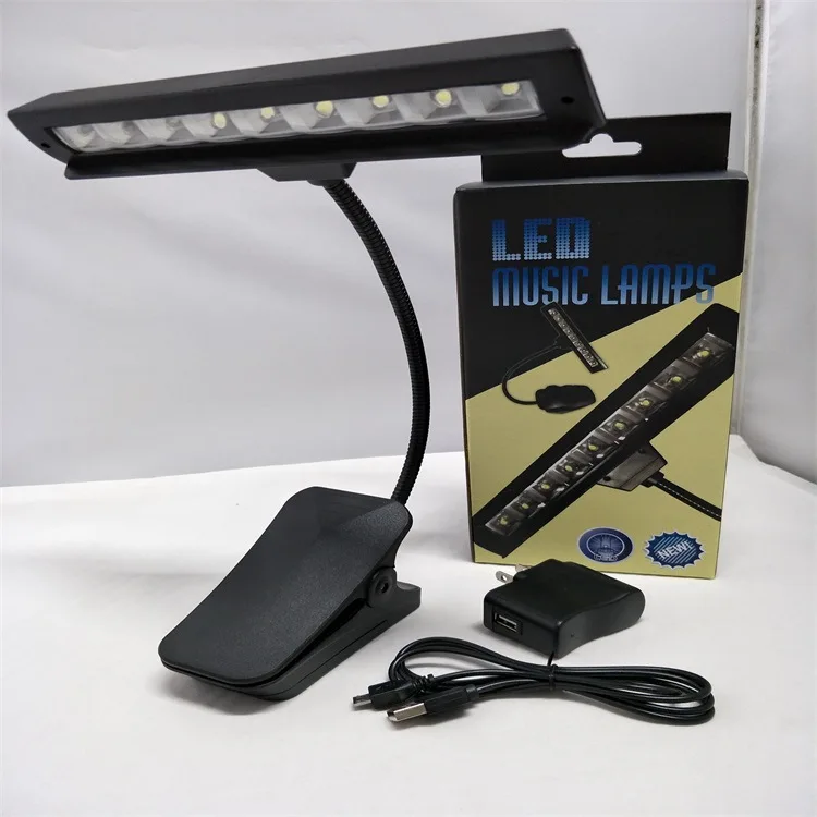 حامل النوتة الموسيقية مشبك مصباح 9LED الموسيقى مصباح مشبك كتب مصباح طاولة قابلة للضبط مصباح 3 درجة حرارة اللون 9 والعتاد 19LED حماية العين مصباح