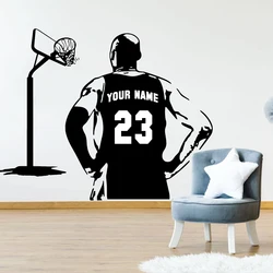 Large Custom Name Number Basketball Player Jerseys Wall Decal Playroom Kob E Bryan Sport Athlete Wall Sticker Bedroom