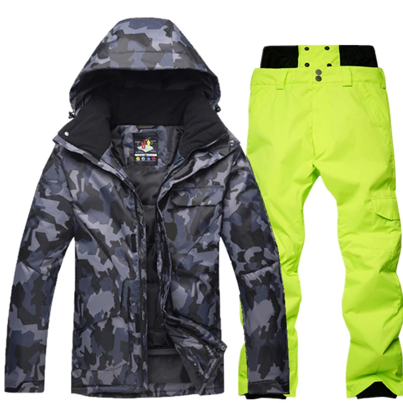 Waterproof Ski Suit Sets for Men, Snow Clothing, Outdoor Sports, Snowboarding Wear, Breathable Jackets, Strap Pant, Plus Size