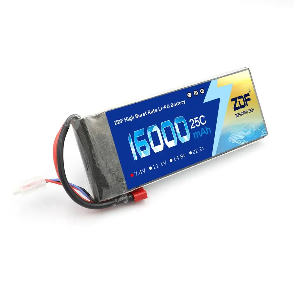 ZDF 4pcs Lipo 2S 7.4V Battery 10000mah 12000mah 16000mah XT60 T Deans EC5 XT90 XT90-S AS150 25C RC Heli Airplane Car Boat Parts