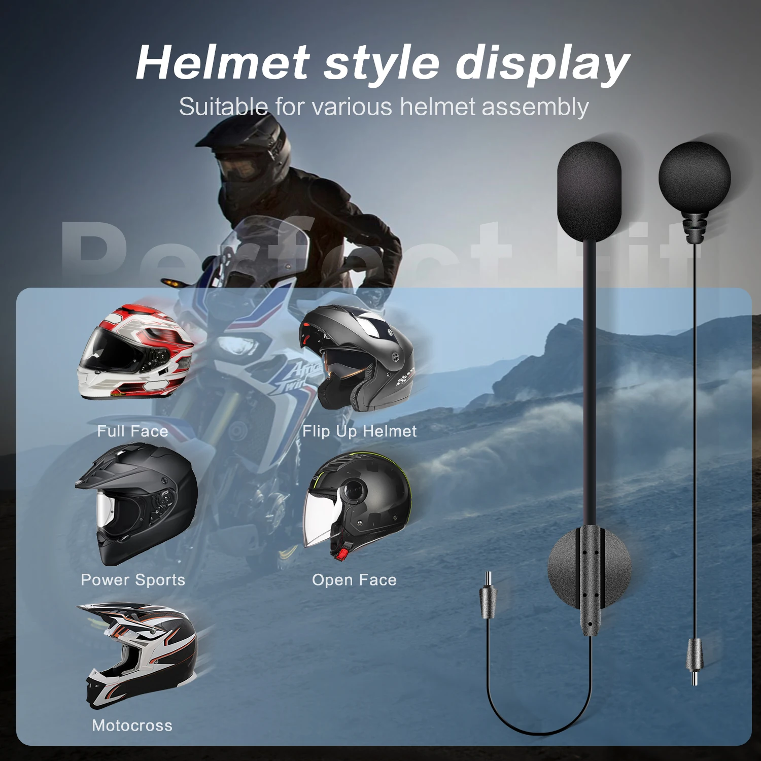 Fodsports M1-S Plus Motorcycle Intercom Helmet Bluetooth Headset 10 Riders 2000M Interphone Communicator,FM Radio,Music Share