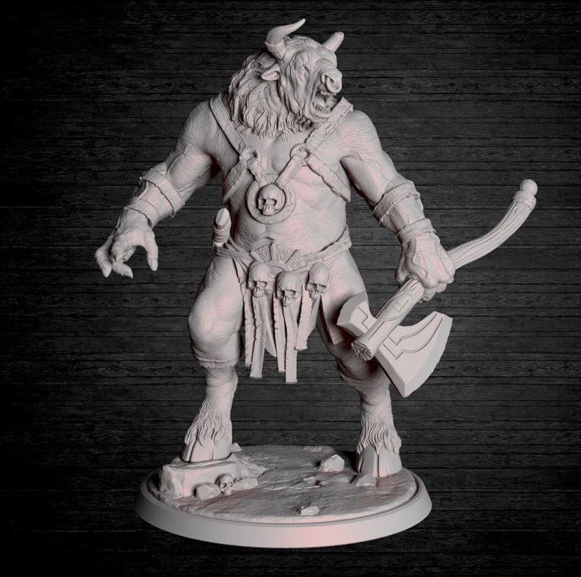 Resin Model Kits Minotaur Warrior  Figure Unpainted No Color DW-036