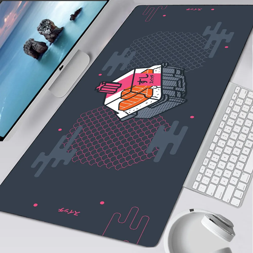 Art Sushi Suitchi Deskmat Rubber Mat Sushi Shaft Body Personalized Table Mat 900x400x4mm Black Mause Pad Company Mouse Mats Pink