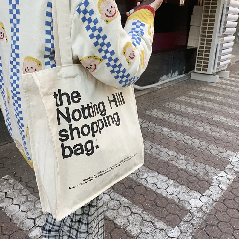 Women Canvas Shopping Bag London Store Books Tote Female Cotton Cloth Shoulder Bag Eco Handbag Reusable Grocery Shopper Purse