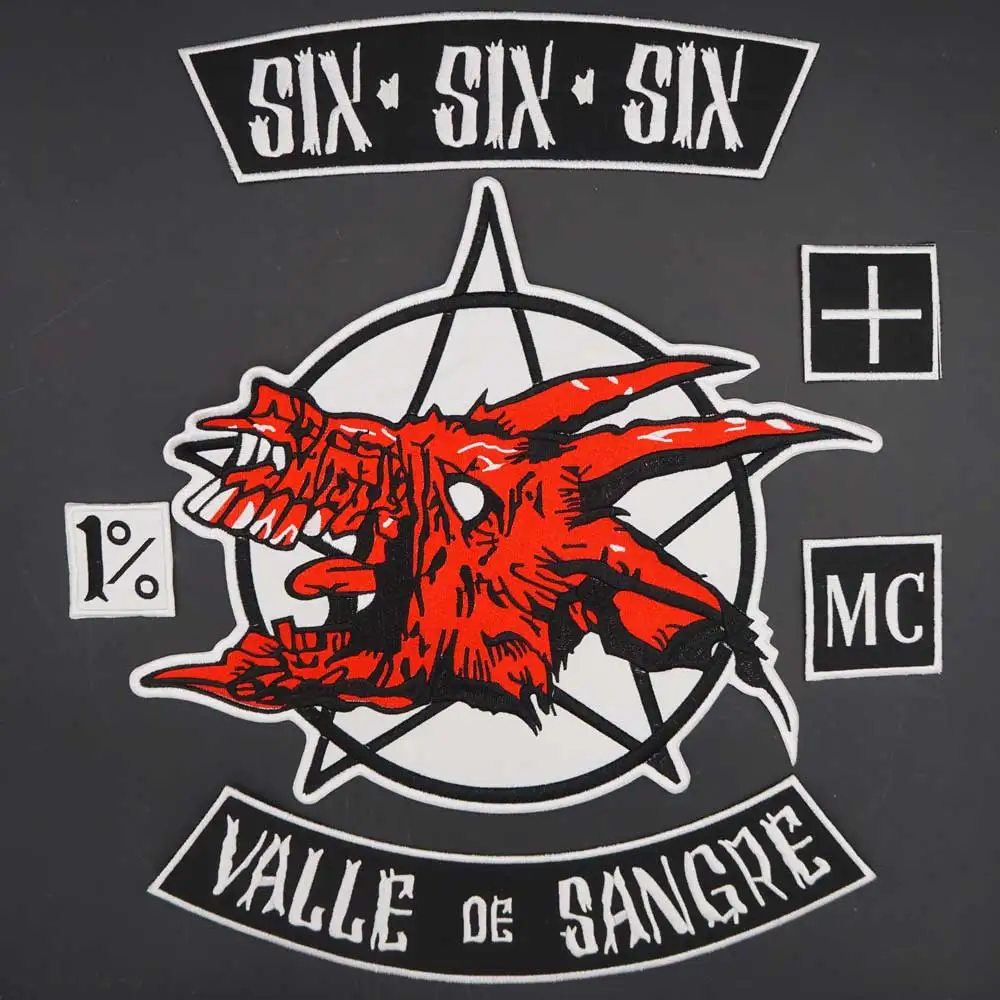 Six.six.six Valle de Sangre Large Embroidery Punk Biker Patches Clothes Stickers Apparel Accessories Badge