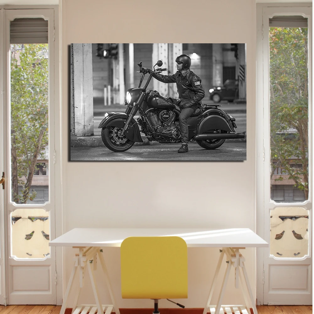 Indian Chief Scout Motorcycle Picture Wall Art Poster Canvas Prints Painting for Living Room Decor