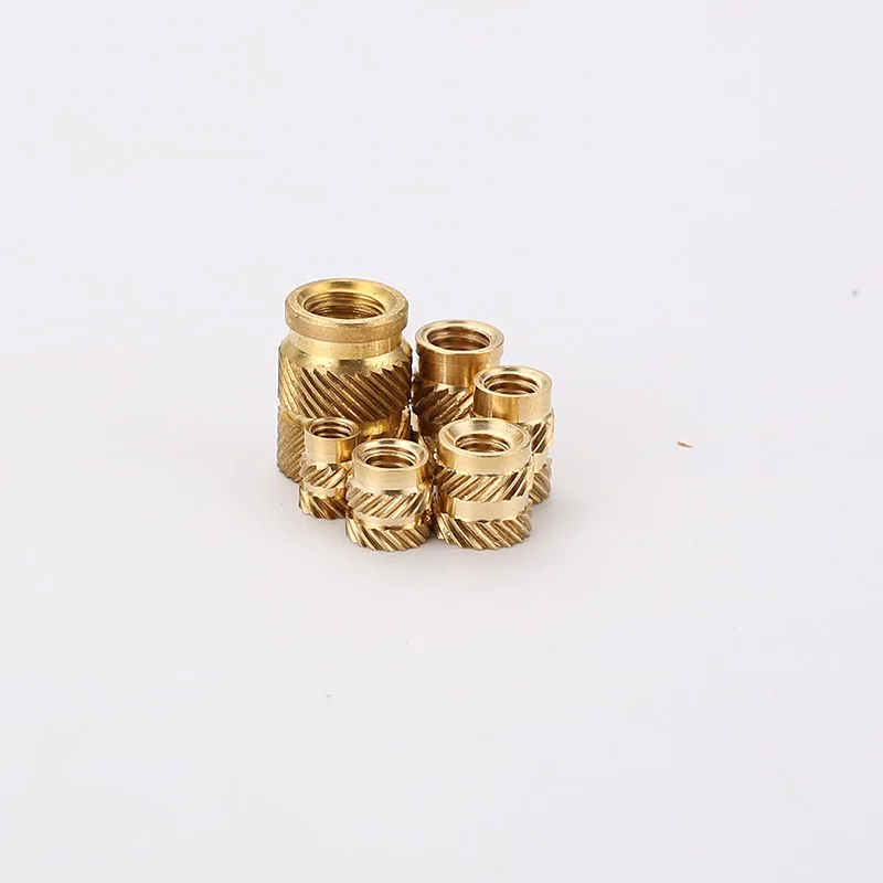 Brass Hot Melt Insert Nuts Heating Molding Copper Thread Inserts Nut SL-type Double Twill Knurled Injection Brass Nut M3 100Pcs