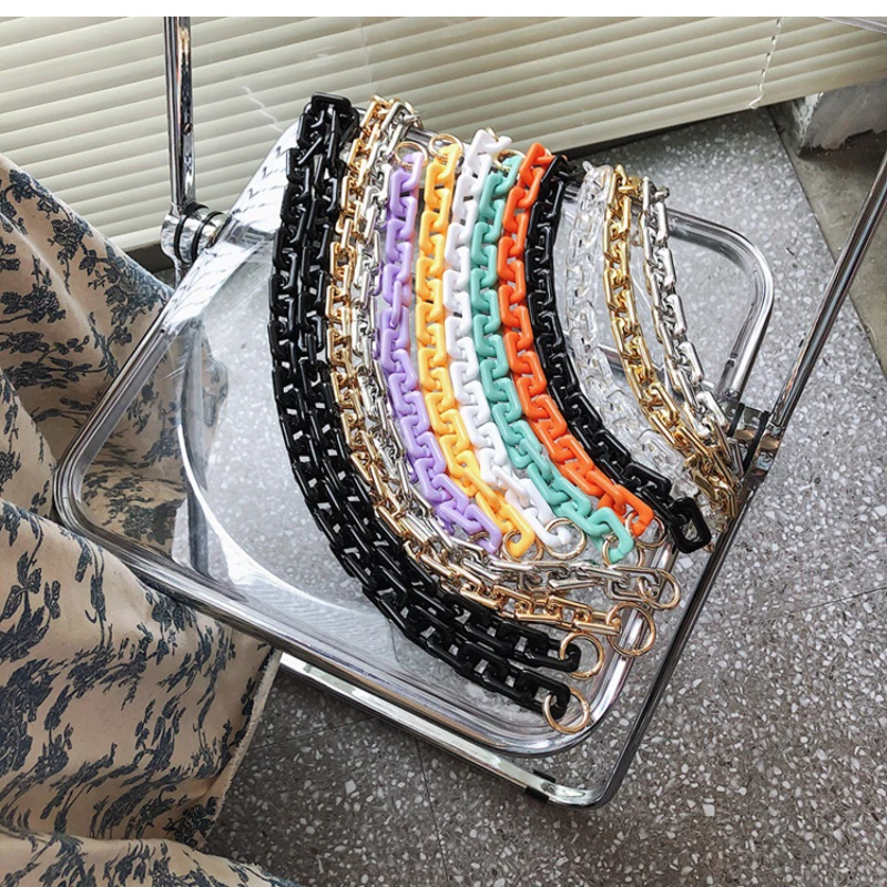 FishSheep DIY Chunky Acrylic Chain Strap For Handbag Bags Candy Color Big Resin Chain For Necklace Jewelry Accessories Findings