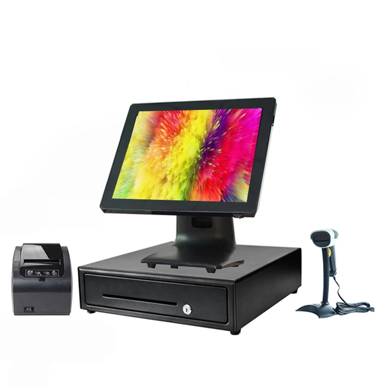 

15 inch pos all in one PC pos terminal high quality pos systems with printer/cash register/scanner