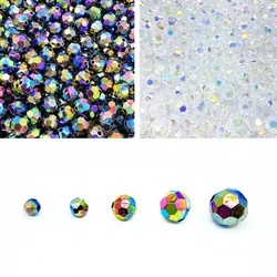 Electroplated AB Color Black White Beads Facet Acrylic Loose Spacer for Jewelry Making DIY Bracelet #ZZ04