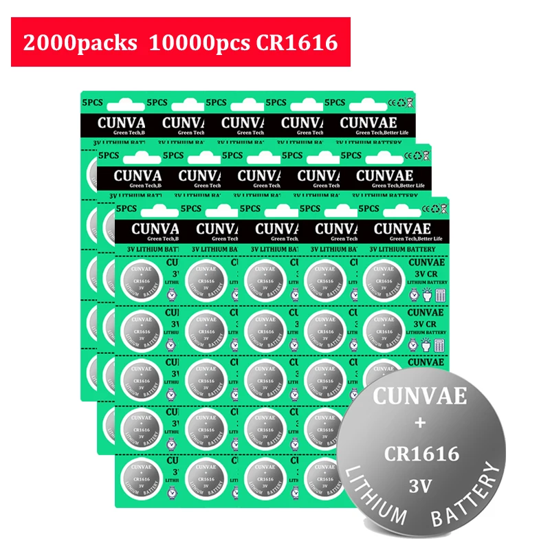 10000pcs CR1616 3V Lithium Battery DL1616 ECR1616 CR 1616 Button Coin Cell Batteries For Watch Electronic Toy Remote