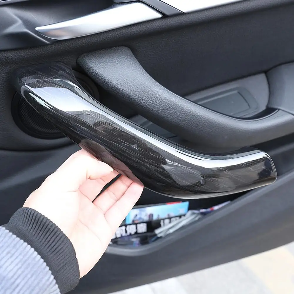 

4pcs Black Wood Grain ABS Plastic Interior Door Handle Protection Cap Trim for BMW X1 X2 F48 F47 2016-2019 Models Accessories