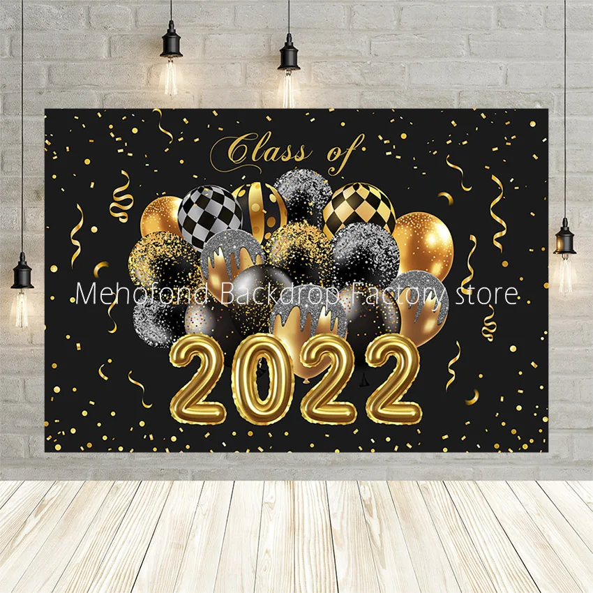 

Mehofond Welcome 2022 Happy New Year Party Backdrop Photography Golden Balloons Background Congratulation Ceremony Photo Studio