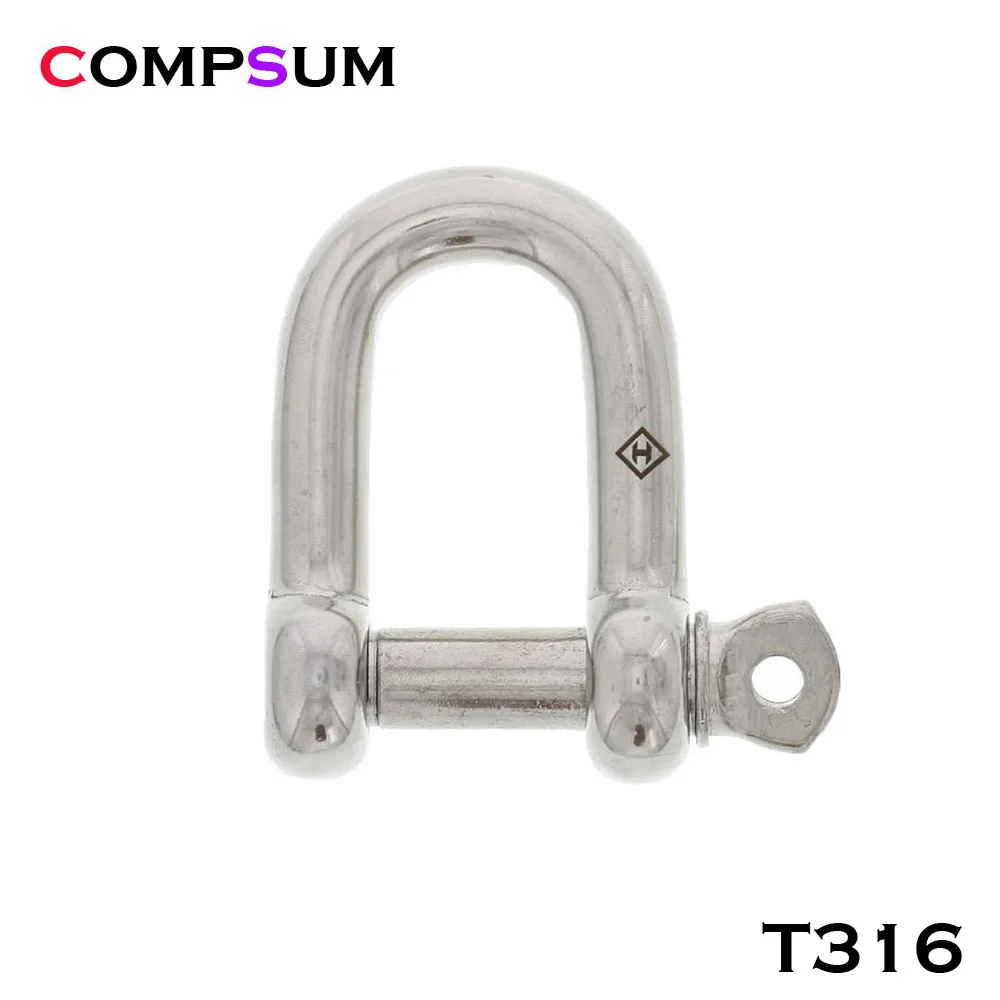 T316 Stainless Steel Screw Pin D Shackle wire rope lock chain connecting buckle