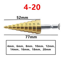 HSS Titanium Coated Step Drill Bit 4-12 4-20 Drilling Power Tools Metal High Speed Steel Wood Hole Cutter Cone Drill