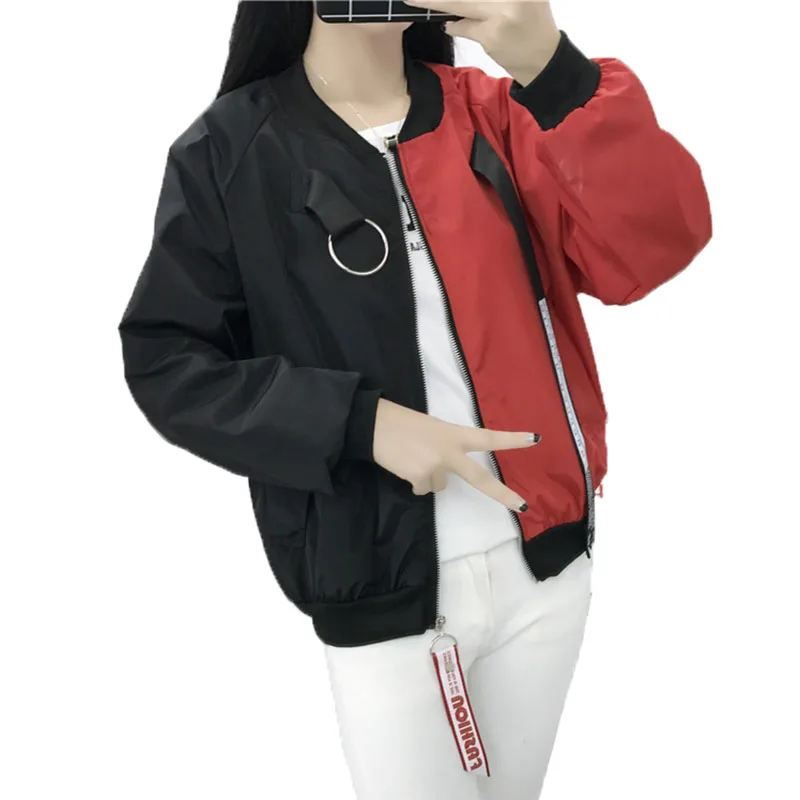 

Spring Autumn Short Jacket Women 2023 New Loose Round Collar CoatFashion CONTRAST COLOR Outerwear Baseball Uniform Tops Female