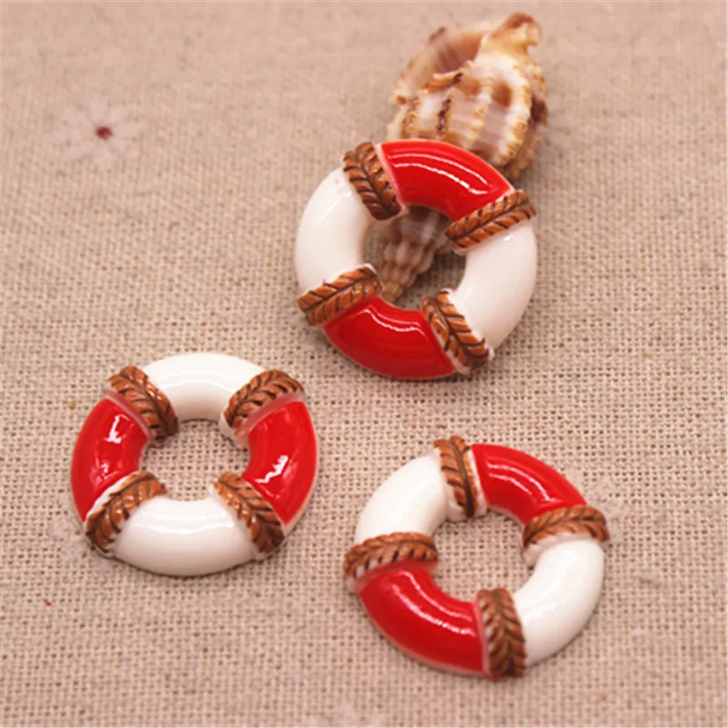 10pcs 25*26mm Kawaii Resin Life Buoy Miniature Flatback Cabochon Art Supply DIY Craft Decoration
