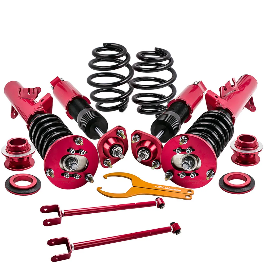 MAXPEEDINGRODS 4PCS Suspension Coilover for BMW 3 Series E36 318 323 325 for 316 318 323 325 328 M3 Adj. Height  control arm red