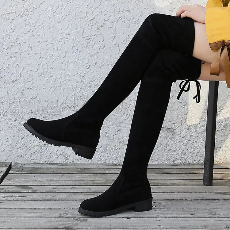 

Winter Over The Knee Boots Women Stretch Fabric Thigh High Sexy Woman Shoes Long Boot Feminina Plus velvet to keep warm large