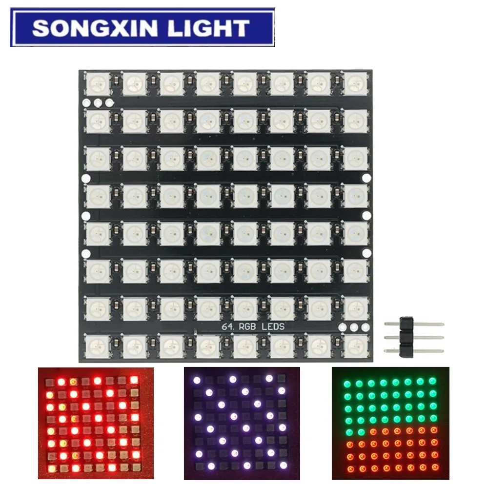 NEW WS2812 LED 5050 RGB 8x8 LED Matrix for Arduino Brand New WS2812B 8*8 64-Bit Full Color 5050 RGB LED Lamp Panel Light