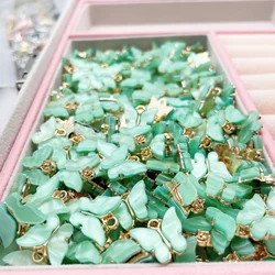 10Pcs New Cute Butterfly Accessories Fruit Green Butterfly Pendant for DIY Bracelet Jewelry Making Supplies Earrings Findings