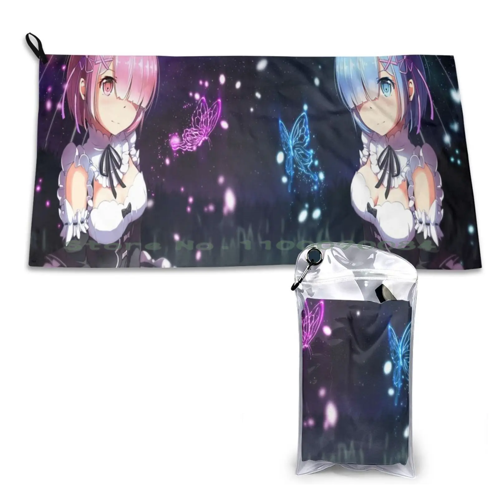 Re Zero Rem And Ram Quick Dry Towel Gym Sports Bath Portable Moto Panigale Motorsport Soft Sweat-Absorbent Fast Drying Pocket