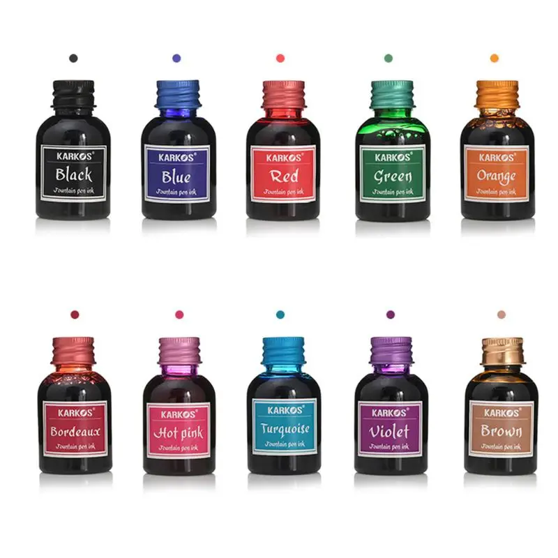 30ml Colorful 30ml Fountain Pen Refilling Smooth Liquid Inks Stationery School 10 colors Student teacher Office