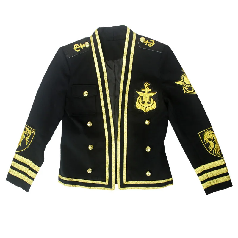 Gold Autumn Winter Thread Surround Insignia Fashion Stage Suit Men Party Blazer Slim Fit Jacket Singer Coat Performer Coat